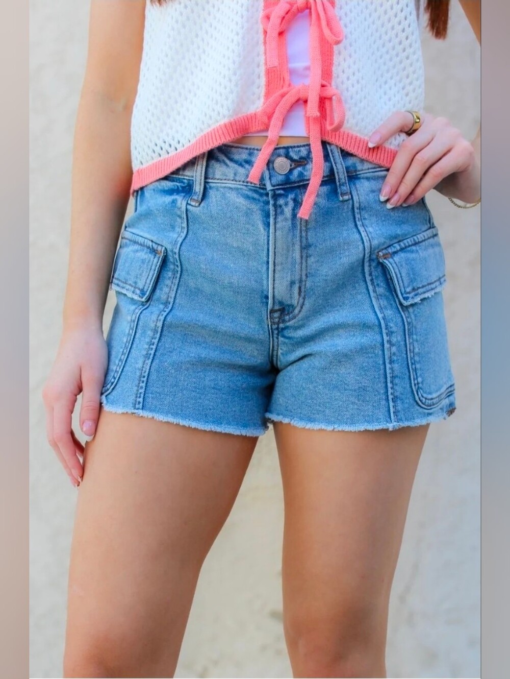 Lovervet by Vervet Boyfriend Cargo Shorts, Indigo, Size Medium - NWT